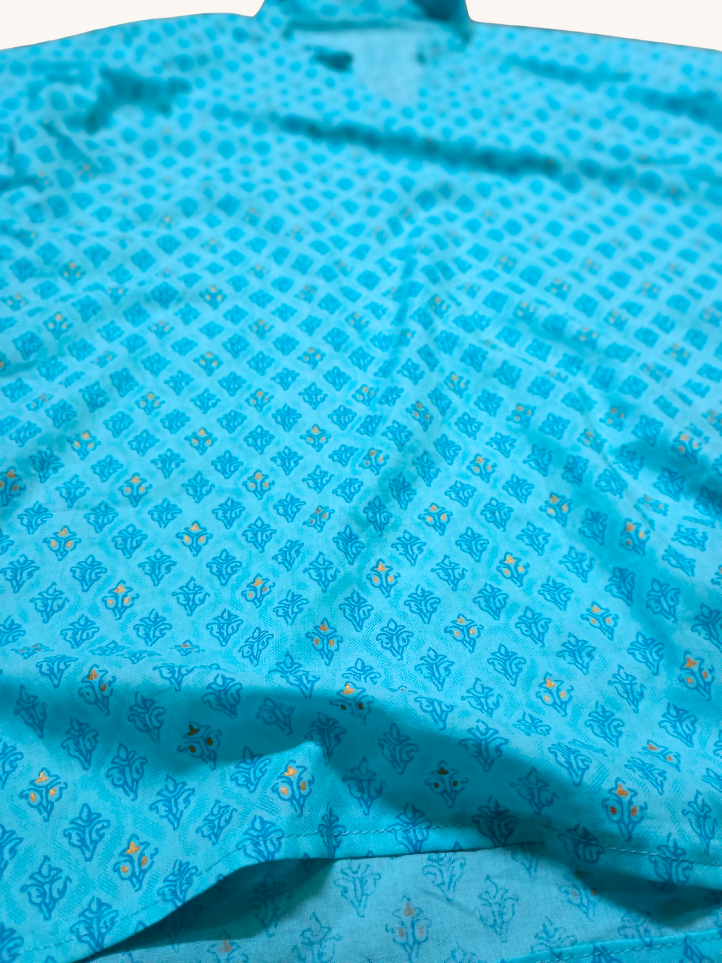 Light Blue Printed Short Kurti for Women - Casual & Office Wear