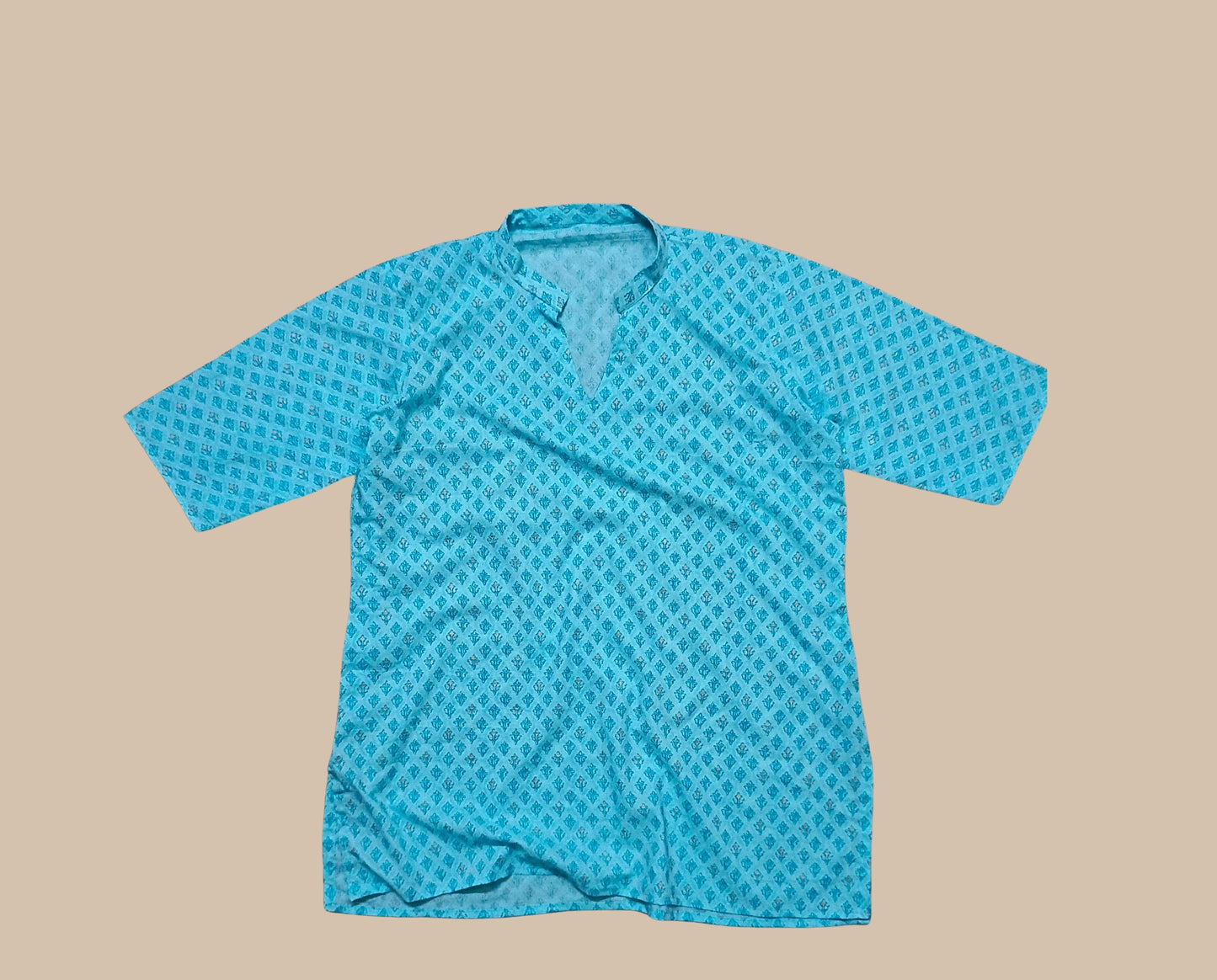 Light Blue Printed Short Kurti for Women - Casual & Office Wear